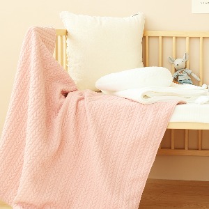 舒適超細纖維雙面毯子 - 珊瑚粉嬰兒午睡被/新生兒嬰兒車毯/托兒所附屬被子