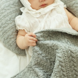 舒適超細纖維雙面毯 - 墨蘭灰嬰兒午睡被/新生兒嬰兒車毯/托兒所附屬被子